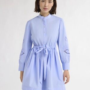 Free Assembly Cotton Tie Front Dress with Long Sleeves
